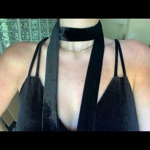 Never worn black velvet dress with choker